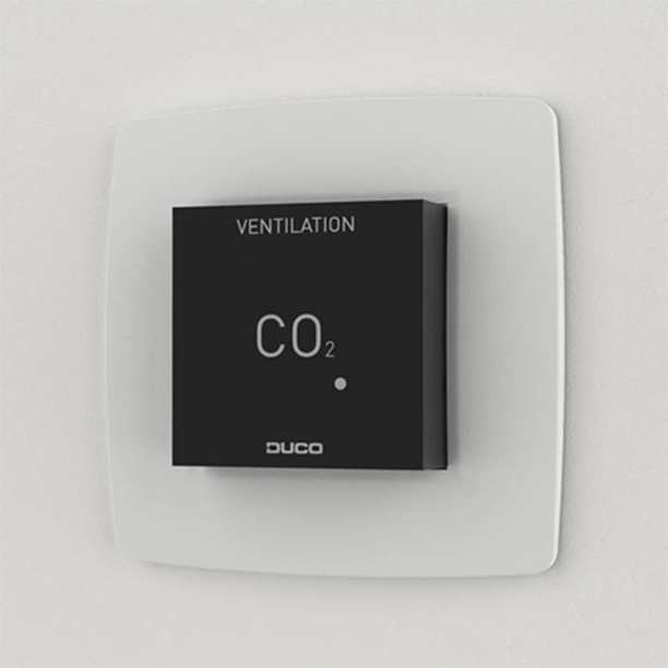 Duco CO2-Raumsensor ohne Bedienung RF/verkabelt, schwarz