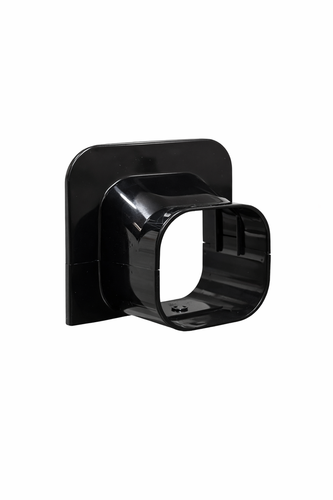 Aircoduct zwart 72 mm vlakke muur-/wand rozet (eindstuk)