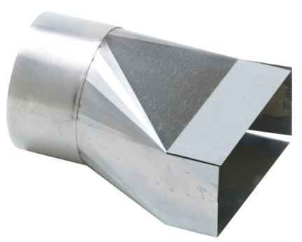 Verloopstuk 220x80 naar rond 160, A-symmetrisch (brede zijde vlak)