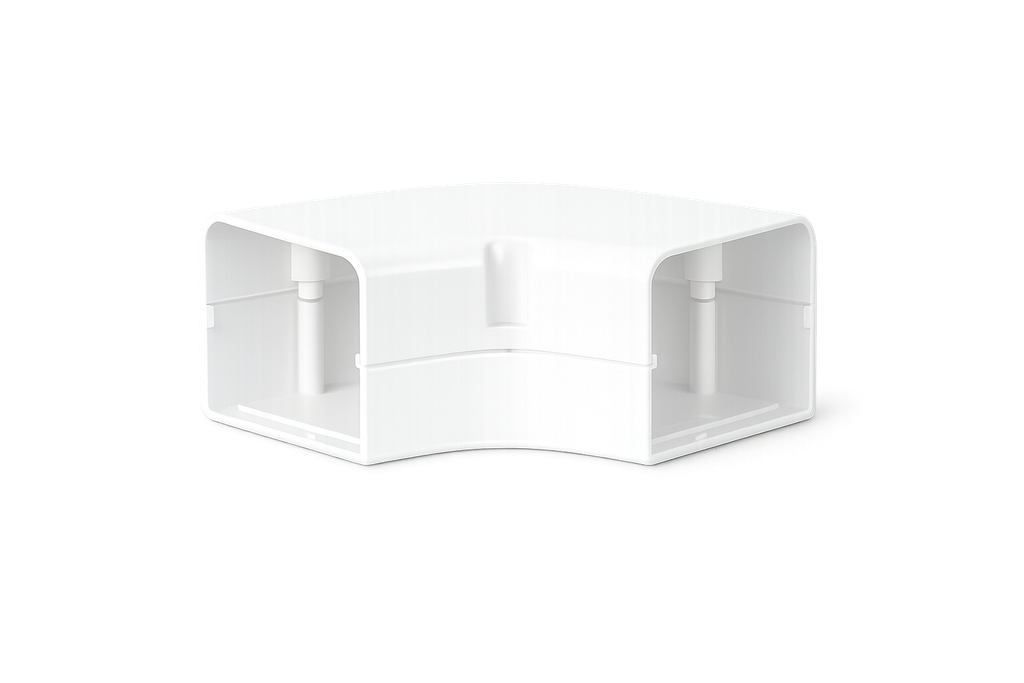 Air conditioning duct, white (RAL 9010), 70 mm, flat 90-degree elbow