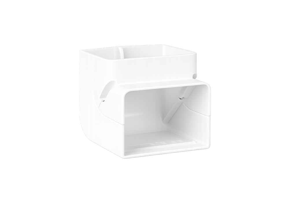 Air conditioning duct, white (RAL 9010), 70 mm, 90-degree inside bend