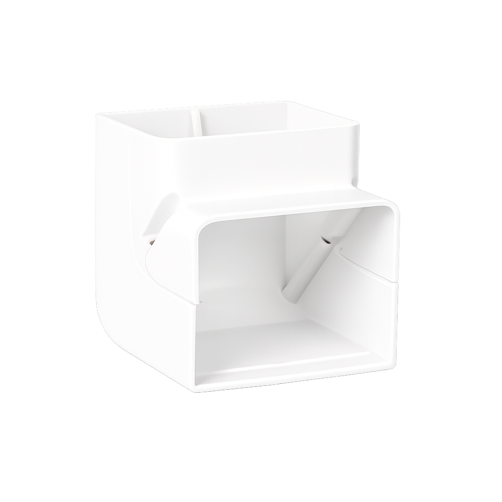 Airco duct wit RAL9010 105 mm haakse binnenbocht 