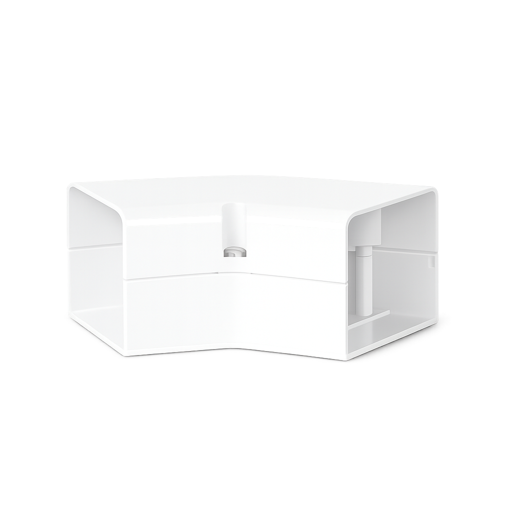 Air conditioning duct, white (RAL 9010), 105 mm, flat 45-degree elbow