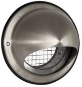 RVS buitenluchtrooster bolmodel incl. gaas, 125
