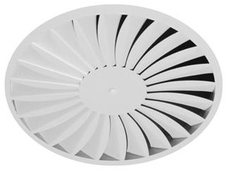 Wervelrooster RRBCOO 350, RAL9010, retour, rond,  alleen paneel