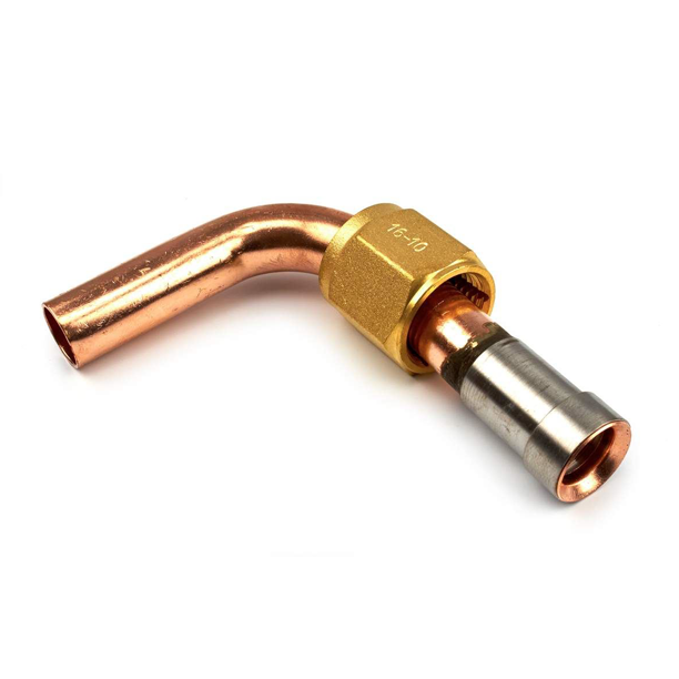 Haakse soldeerkoppeling 90gr, 3/8 inch