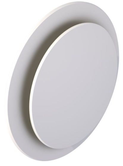 Design ventiel rond, toe- en afvoer, KS 125 wit