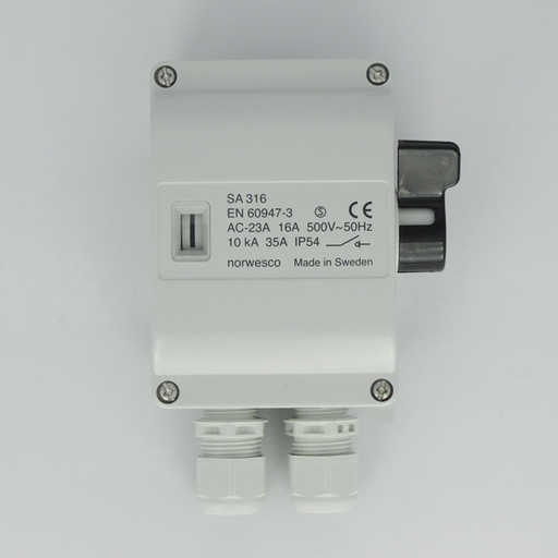 [89922061] Werkschakelaar 16A 3-polig 500V IP54 met 2 wartels